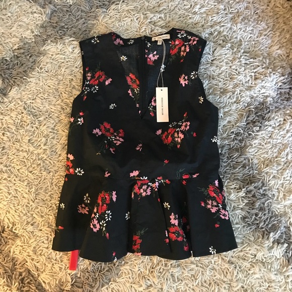Rebecca Taylor Black Floral Peplum Top - Picture 4 of 4